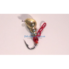 Mormyshka tungsten Winter Star ant eye chain 4.0mm / 0.76gr. hook number 14: gold / red
