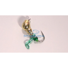 Mormyshka tungsten Winter Star ant eye chain 4.0mm / 0.76gr. hook number 14: gold / green