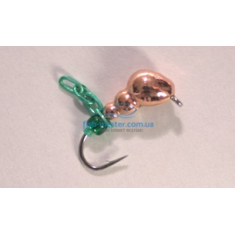 Mormyshka tungsten Winter Star ant eye chain 4.0mm / 0.76gr. hook number 14: copper / green