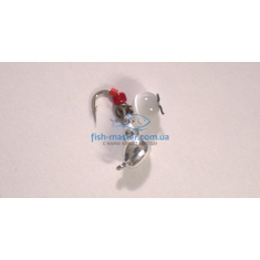Mormyshka tungsten Winter Star ant eyelet hanger 4.0mm / 0.76gr. hook number 14: silver / white