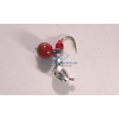 Mormyshka tungsten Winter Star ant eyelet hanger 4.0mm / 0.76gr. hook number 14: silver / red
