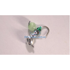 Mormyshka tungsten Winter Star ant eyelet hanger 4.0mm / 0.76gr. hook number 14: silver / green