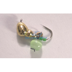 Mormyshka tungsten Winter Star ant eyelet hanger 4.0mm / 0.76gr. hook number 14: gold / green