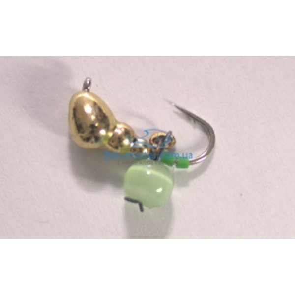 Мормышка вольфрамовая Winter Star муравей  ушко подвес  4.0мм/0.76гр. крючок №14:золото/зеленый