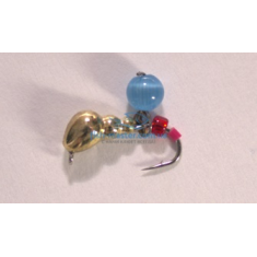 Mormyshka tungsten Winter Star ant eyelet hanger 4.0mm / 0.76gr. hook number 14: gold / blue