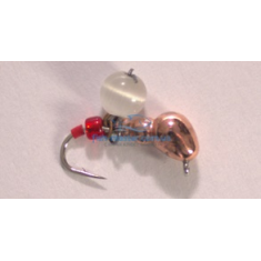 Mormyshka tungsten Winter Star ant eyelet hanger 4.0mm / 0.76gr. hook number 14: copper / white