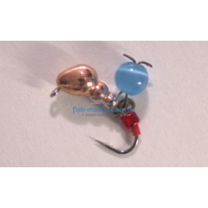 Mormyshka tungsten Winter Star ant eyelet hanger 4.0mm / 0.76gr. hook number 14: copper / blue