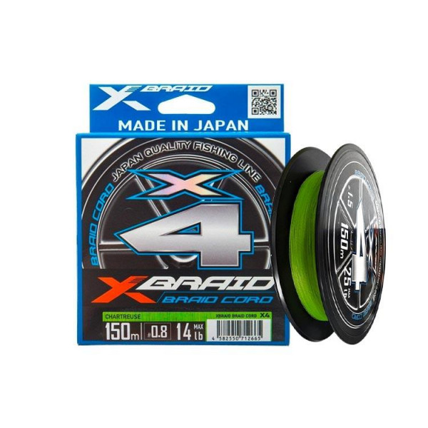 Шнур YGK X-Braid Braid Cord X4 150m #0.6/0.128mm 12lb/5.4kg