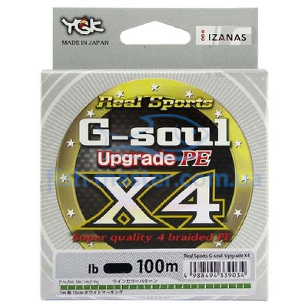 Шнур YGK G-Soul X4 Upgrade 100m 0.104mm #0.4/8lb 3.6kg ц:салатовый