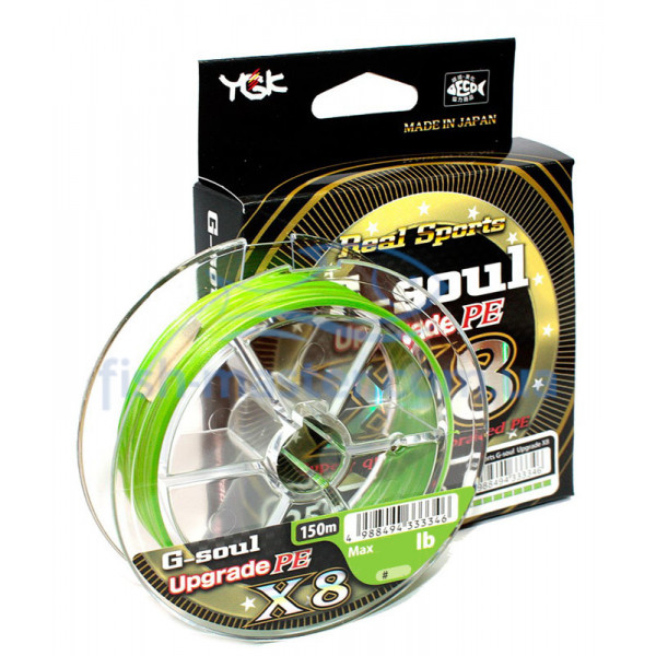 Шнур YGK G-Soul X8 Upgrade 150m 0.205mm #1.5/30lb 13.6kg ц:салатовый