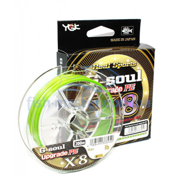 Шнур YGK G-Soul X8 Upgrade 200m 0.205mm #1.5/30lb 13.6kg ц:салатовый