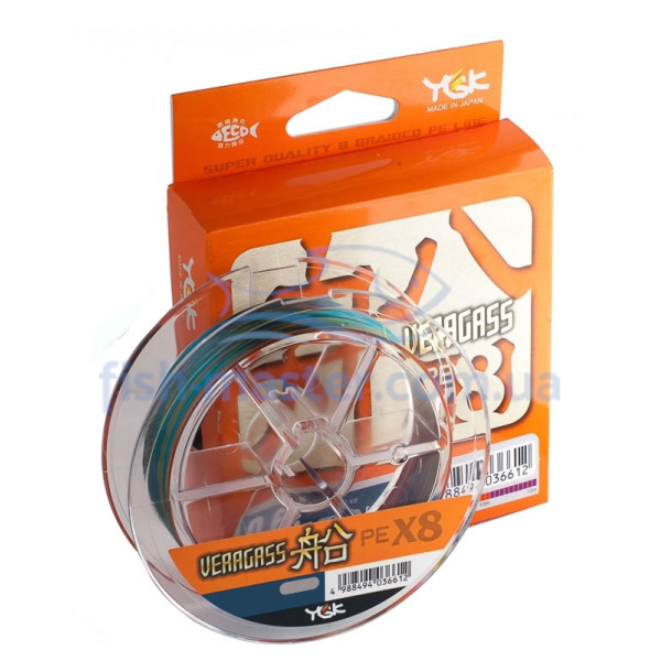 Шнур YGK Veragass Fune X8 - 200m 0.165mm #1/19lb 8.6kg 10m x 5 colors
